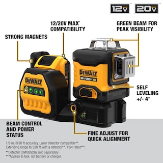 Foto 2 | Foto 2 | Nivel Láser Dewalt Dcle34030g 20v/12v Max 3 X 360 Green - Venta Internacional.