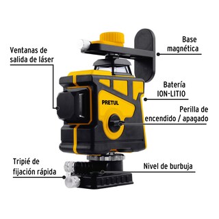 Foto 3 | Foto 3 | Nivel Laser De 3 Líneas 360º Luz Verde 25 Cm 29005 Pretul