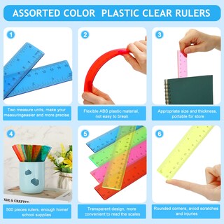 Foto 5 | Foto 5 | Ruler Zonon De Plástico, Flexible, Recto, 6 Pulgadas/15 Cm, 100 Unidades - Venta Internacional.