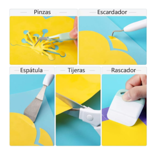 Foto 2 | Foto 2 | Herramientas Para Depilado Belug De Vinilo Para Cricut Cameo 5 Piezas Blanco Con Azul