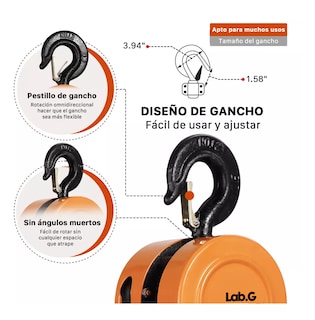 Foto 3 | Foto 3 | Polipastos Manuales Con Cadena 3m Capacidad De 2 Naranja