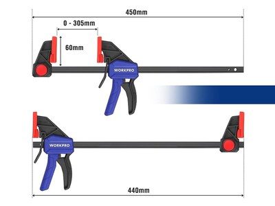 Foto 3 | Foto 3 | Pinzas De Barra Workpro 12 Para Carpintería, Paquete De 2 Unidades, 150 Kg - Venta Internacional.