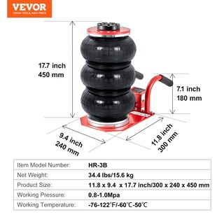 Foto 7 | Foto 7 | Bolsa Triple Air Jack Vevor De 3 Toneladas Y 3000 Kg Para Coches, Color Rojo - Venta Internacional.
