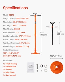Foto 7 | Foto 7 | Soporte Underhoist Vevor De 3/4 Toneladas De Capacidad Con 52,8 A 76 Pulgadas - Venta Internacional.