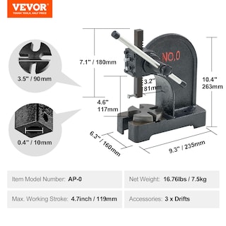 Foto 7 | Foto 7 | Arbor Press Vevor, De Hierro Fundido Manual De 0,5 Toneladas, De Alta Resistencia - Venta Internacional.