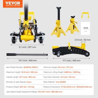 Foto 7 | Foto 7 | Hidráulica De Hierro Floor Jack Vevor De Perfil Bajo De 2 Toneladas (2000 Kg) - Venta Internacional.