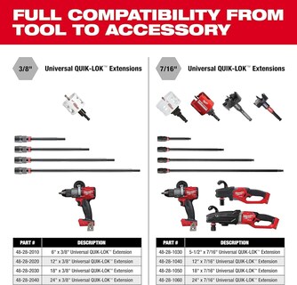 Foto 3 | Foto 3 | Extensión Universal Milwaukee Quik-lok 3/8 - Venta Internacional.