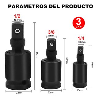 Foto 3 | Foto 3 | 3 Nudos De Impacto Flexibles Belug 3/8 Y 1/2 Y 1/4 Para Matra Negro