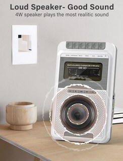 Foto 6 | Foto 6 | Reproductor Y Grabador De Casetes Gracioso Con Micrófono, Color Blanco - Venta Internacional.
