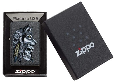 Foto 6 | Foto 6 | Mechero De Bolsillo Zippo, Diseño De Calavera De Lobo, Piedra De Hierro - Venta Internacional.