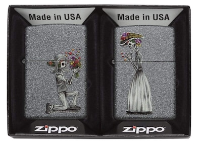 Foto 1 | Foto 1 | Set De Regalo De Bolsillo Zippo Skeleton Flowers Iron Stone - Venta Internacional.