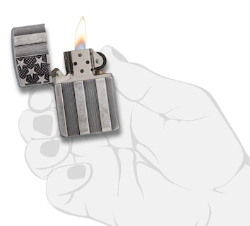 Foto 5 | Foto 5 | Encendedor De Bolsillo Zippo Armor Con Bandera Estadounidense Plata Envejecida - Venta Internacional.