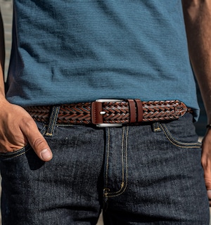 Foto 4 | Foto 4 | Cinturón Bulliant De Piel Trenzada Para Hombre, Color Marrón Claro - Venta Internacional.