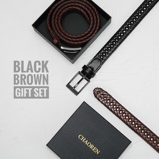 Foto 3 | Foto 3 | Set de 2 Cinturones de Piel Trenzada Chaoren 3 cm de Ancho para Hombre - Venta Internacional