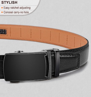 Foto 2 | Foto 2 | Cinturón Con Trinquete Corredizo Para Hombre Belt Bulliant, Piel Auténtica Negra - Venta Internacional.
