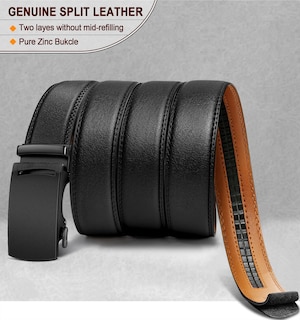 Foto 3 | Foto 3 | Cinturón Con Trinquete Corredizo Para Hombre Belt Bulliant, Piel Auténtica Negra - Venta Internacional.