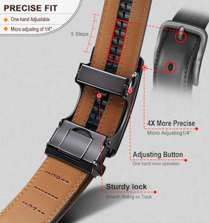 Foto 4 | Foto 4 | Cinturón Con Trinquete Corredizo Para Hombre Belt Bulliant, Piel Auténtica Negra - Venta Internacional.