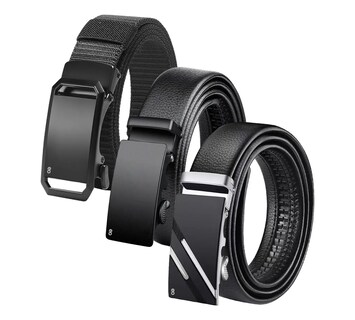 Foto 1 | Foto 1 | Set 3pz Cinturones Piel Hombres Ajustable Moda Excelente Calidad Eo Safe Imports Esi-19367 Negro