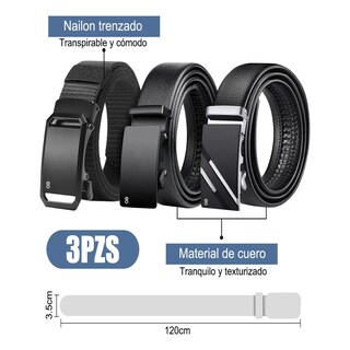 Foto 2 | Foto 2 | Set 3pz Cinturones Piel Hombres Ajustable Moda Excelente Calidad Eo Safe Imports Esi-19367 Negro