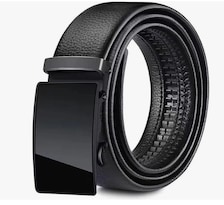 Cinto Negro De Elegante Cuero Hombre, Hebilla Automática