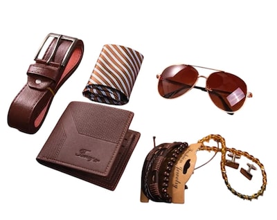 Foto 2 | Foto 2 | Kit De Regalo Para Caballero, Con Corbata, Cartera, Cinturón, Lentes, Color Café, Regalo Para Hombre Dia Del Padre