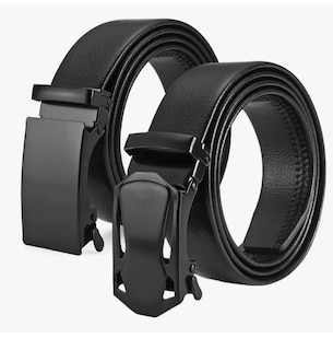 Foto 1 | Foto 1 | Cinturon Negro Hombre Elegante Cuero Hebilla Automática 2pz