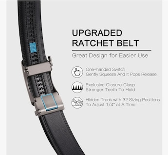 Foto 4 | Foto 4 | Cinturon Negro Hombre Elegante Cuero Hebilla Automática 2pz