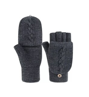Foto 1 | Foto 1 | Guantes Tejidos Belug Gris Oscuro Dedos Descubiertos para Hombre