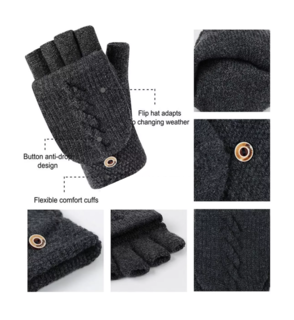 Foto 2 | Foto 2 | Guantes Tejidos Belug Gris Oscuro Dedos Descubiertos para Hombre