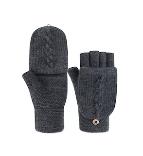 Foto 1 | Foto 1 | Guantes Tejidos Invierno Frio Dedos Descubiertos Gris Oscuro para Hombre