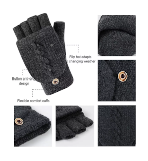 Foto 2 | Foto 2 | Guantes Tejidos Invierno Frio Dedos Descubiertos Gris Oscuro para Hombre