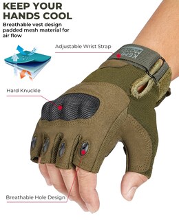 Foto 3 | Foto 3 | Guantes Tácticos Kemimoto Fingerless Para Hombre Y Moto - Venta Internacional.