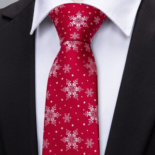 Foto 4 | Foto 4 | Set De Corbata Barry.wang, Tejido En Seda Navideña, Para Hombre, Color Rojo Nieve - Venta Internacional.