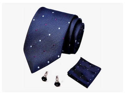 Foto 1 | Foto 1 | 1 Set Corbata + Pañuelo + Mancuernillas Conjunto Para Hombre Color Azul Oscuro Wünd