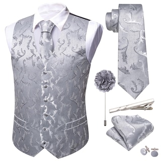 Foto 1 | Foto 1 | Conjunto De Chaleco Barry.wang Para Hombre, Cachemir Y Seda Con Flores, Jacquard - Venta Internacional.