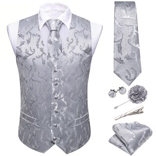 Foto 2 | Foto 2 | Conjunto De Chaleco Barry.wang Para Hombre, Cachemir Y Seda Con Flores, Jacquard - Venta Internacional.