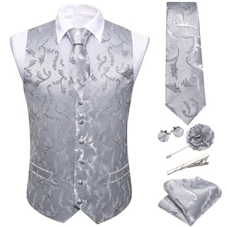 Foto 2 | Foto 2 | Conjunto De Chaleco Barry.wang Para Hombre, Cachemir Y Seda Con Flores, Jacquard - Venta Internacional.