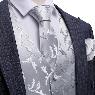 Foto 3 | Foto 3 | Conjunto De Chaleco Barry.wang Para Hombre, Cachemir Y Seda Con Flores, Jacquard - Venta Internacional.