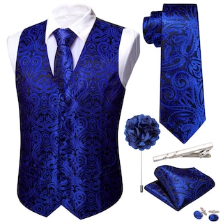 Foto 1 | Foto 1 | Conjunto De Chaleco Barry.wang Para Hombre, Cachemir Y Seda Con Flores, Jacquard - Venta Internacional.