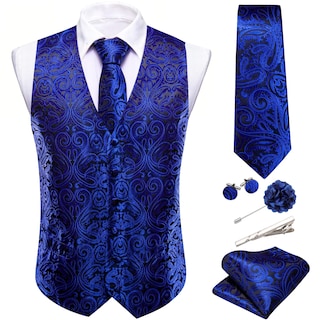 Foto 2 | Foto 2 | Conjunto De Chaleco Barry.wang Para Hombre, Cachemir Y Seda Con Flores, Jacquard - Venta Internacional.