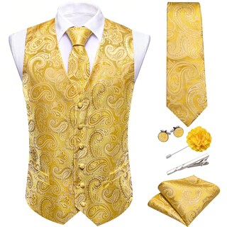 Foto 2 | Foto 2 | Conjunto De Chaleco Barry.wang Para Hombre, Cachemir Y Seda Con Flores, Jacquard - Venta Internacional.