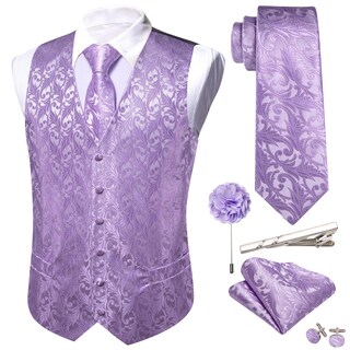 Foto 1 | Foto 1 | Conjunto De Chaleco Barry.wang Para Hombre, Cachemir Y Seda Con Flores, Jacquard - Venta Internacional.
