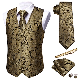 Foto 1 | Foto 1 | Conjunto De Chaleco Barry.wang Para Hombre, Cachemir Y Seda Con Flores, Jacquard - Venta Internacional.