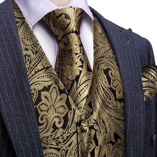 Foto 3 | Foto 3 | Conjunto De Chaleco Barry.wang Para Hombre, Cachemir Y Seda Con Flores, Jacquard - Venta Internacional.