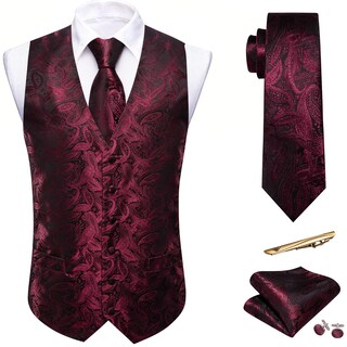 Foto 3 | Foto 3 | Set De Chaleco Barry.wang De Seda Jacquard De Cachemir, 5 Unidades, Para Hombre - Venta Internacional.