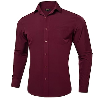 Foto 2 | Foto 2 | Camisa Dibangu De Manga Larga Con Botones Para Hombre, Color Burdeos - S - Venta Internacional.