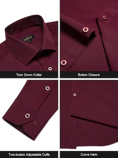 Foto 4 | Foto 4 | Camisa Dibangu De Manga Larga Con Botones Para Hombre, Color Burdeos - S - Venta Internacional.