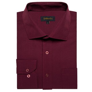 Foto 6 | Foto 6 | Camisa Dibangu De Manga Larga Con Botones Para Hombre, Color Burdeos - S - Venta Internacional.