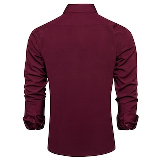 Foto 7 | Foto 7 | Camisa Dibangu De Manga Larga Con Botones Para Hombre, Color Burdeos - S - Venta Internacional.