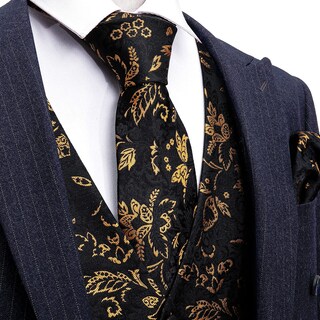 Foto 4 | Foto 4 | Chaleco Barry.wang, Jacquard De Seda Con Flores Marrones Y Negras, 5 Unidades - Venta Internacional.